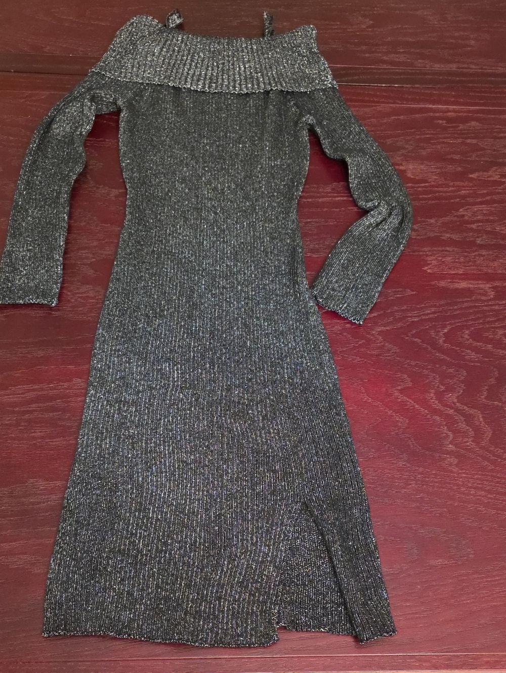 Almost Famous Metallic Off-Shoulder Bodycon Dress - Silver